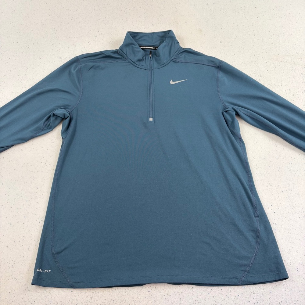 Nike Mens Quarter Zip Pullover Teal‎ Blue L Dri-FIT Sporty Streetwear Gorpcore